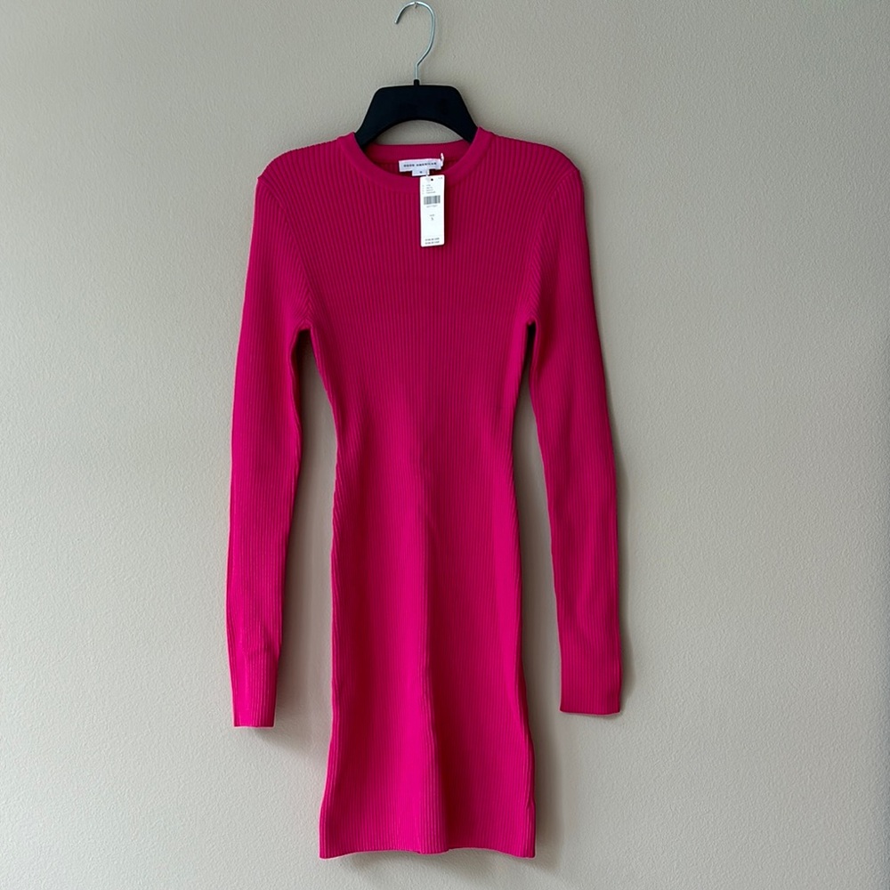 Good American Stretch Rib Knit Mini Dress NWT